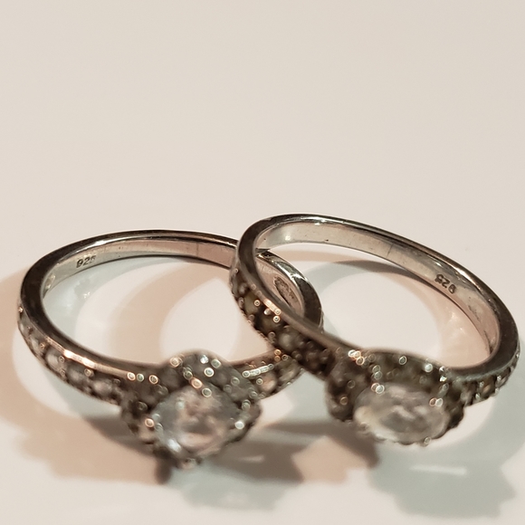 2 Pc Vintage Engagement White Oval Gem Asscher Sapphire Set 925 Silver - Picture 7 of 11